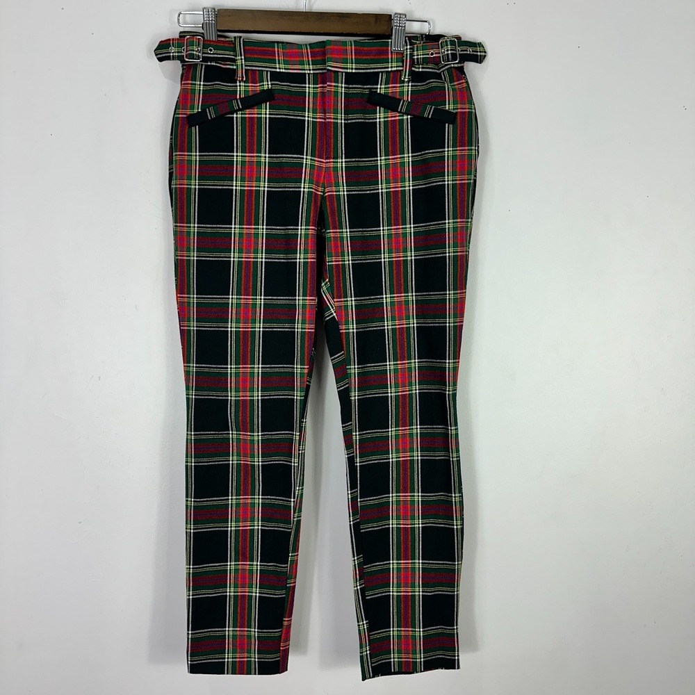 GAP Tartan Plaid Skinny Pants 6 Black Preppy Grunge 90s Edgy Retro Academia